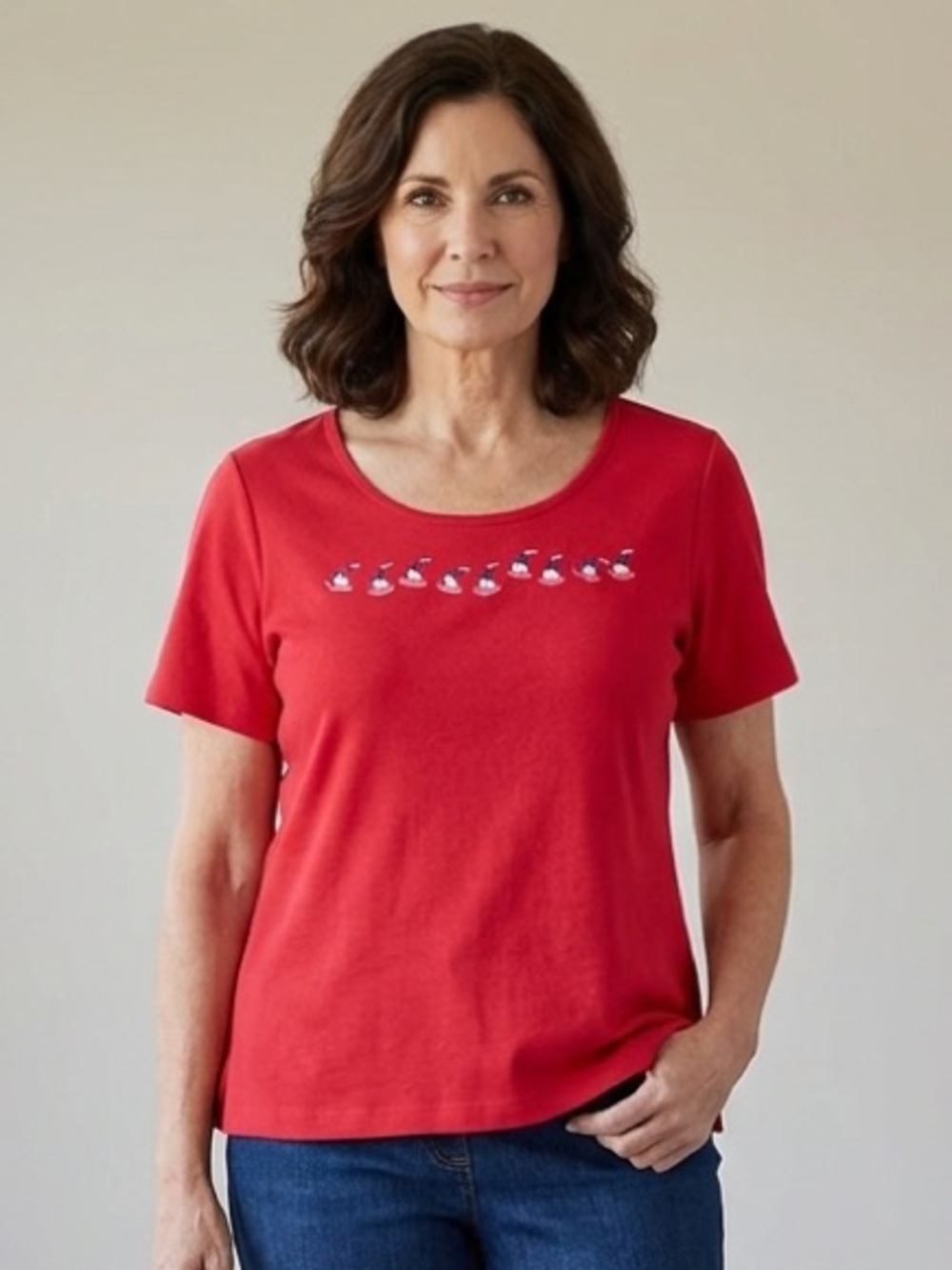 Quacker Factory Top size XL ⛵️Embroidered Sailboat ⛵️ 100% Cotton Summer Boho